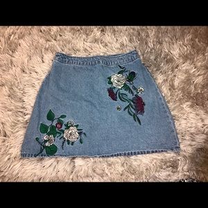 denim mini skirt